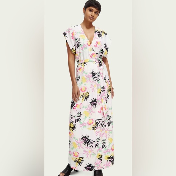 NWT SCOTCH & SODA PRINTED V-NECK MAXI DRESS-NWT - Picture 3 of 7